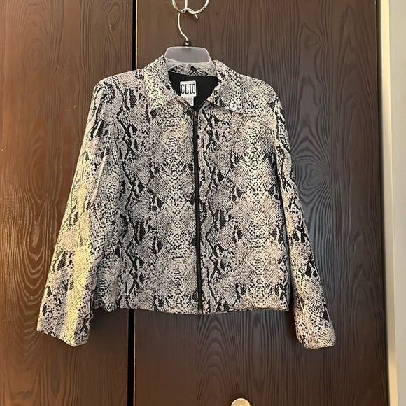 Clio 100% silk black, gray and cream jacket. Size Medium. - Picture 1 of 7